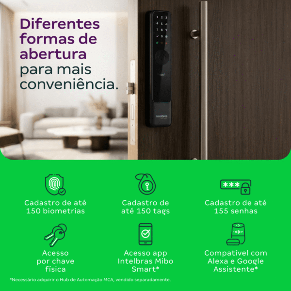 176997-1200-auto MFD 7001 D Fechadura Inteligente de Embutir sem Maçaneta Intelbras